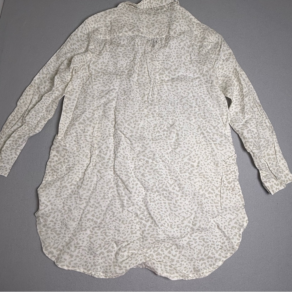 Kyla Seo Caite Layla Blouse Top Cheetah Animal Tunic Karyn Linen Sand Small NWT - Picture 2 of 9